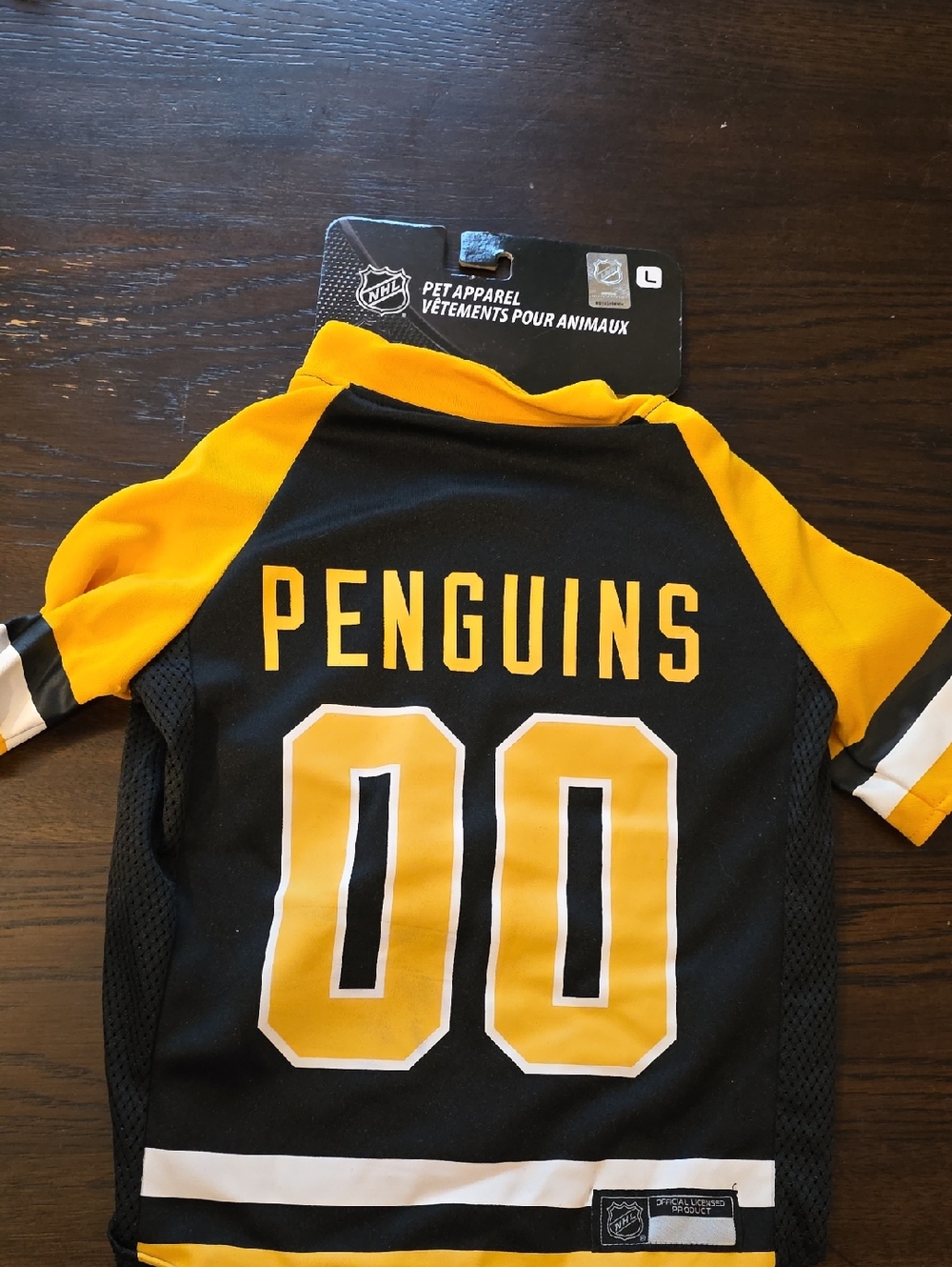 NHL Penguins Pet Jersey - Black & Gold